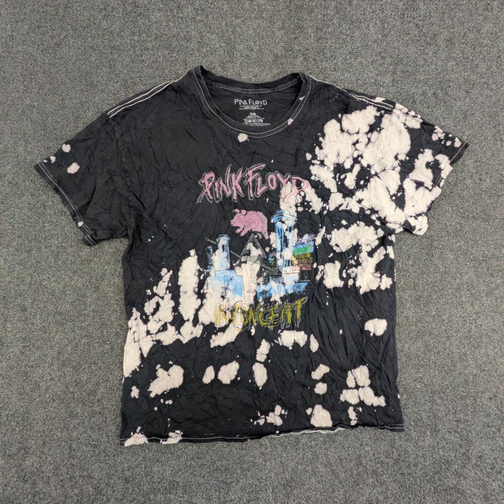 Pink Floyd T Shirt Womens One Size Black Vintage Graphic Bleach Splatter Tee